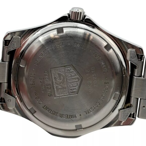 Vintage Men's 38mm Tag Heuer Automatic Gloss Black Dial Watch! Ref: WK2118-0! - Picture 9 of 10